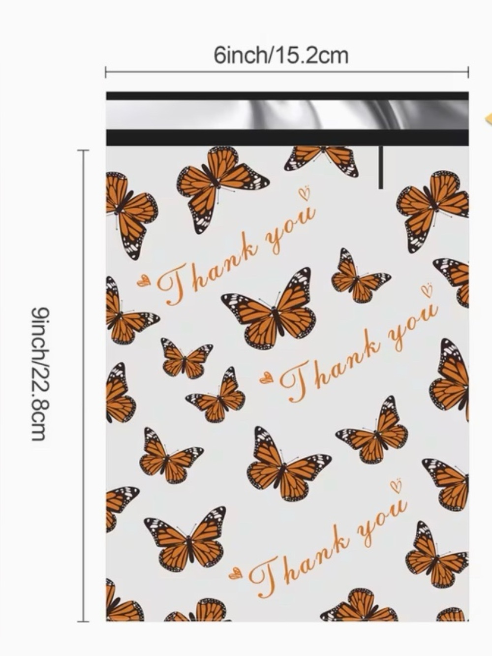 30 6β x 9β Thank You Butterfly Poly Mailers - Picture 4 of 4